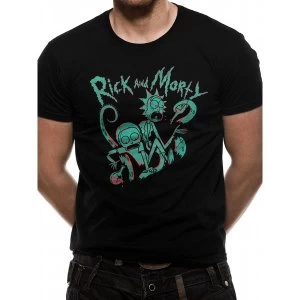 Image of Rick And Morty - Neon Mens Medium T-Shirt - Black