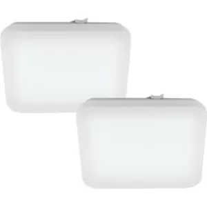 Image of 2 PACK Wall Flush Ceiling Light Colour White Shade White Plastic Bulb LED 17.3W