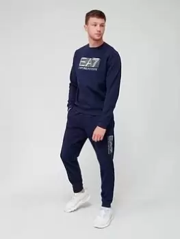 Image of EA7 Emporio Armani Visibility Logo Sweatshirt Tracksuit, Navy, Size S, Men