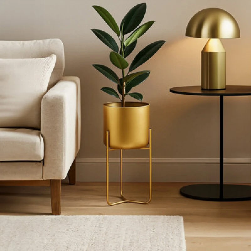 Image of Orsina Avento Small Gold Finish Floor Planter