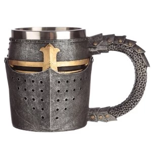 Image of Decorative Medieval Helmet and Chain Mail Tankard