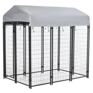 Image of PawHut Outdoor Dog Kennel, Dog Run with UV-Resistant Canopy & Lockable Design, Metal Playpen Fence for Large and Medium Dogs, 183 x 121 x 183 cm