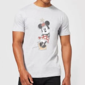 Image of Disney Mickey Mouse Minnie Offset T-Shirt - Grey - 5XL