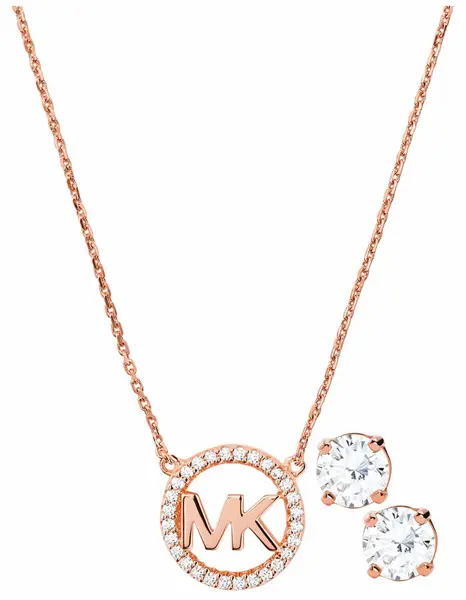 Image of Michael Kors MKC1260AN791 Rose-Gold Plated MK Necklace and Jewellery