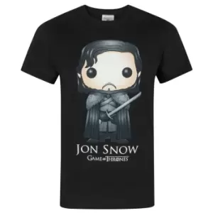 Image of Game Of Thrones Official Mens Funko Jon Snow T-Shirt (S) (Black)