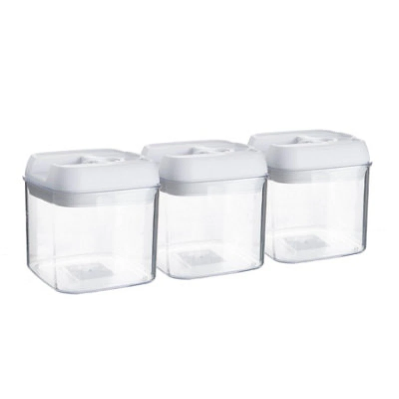 Image of Argon Tableware 3X Food Storage Containers - 500Ml - White Airtight Plastic Storage Pantry Food Organiser With Flip Lock Lid