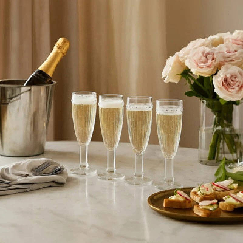 Image of Premier Housewares Set of 4 Chamapgne Glasses, Premium Chamapgne Flutes Set, 160ml Clear Glass Champagne Crystal Glasses Clear