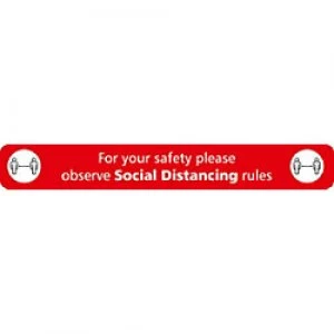 Image of Seco Floor Sticker Observe social distancing rules Red Anti Slip Laminate 60 x 8 cm
