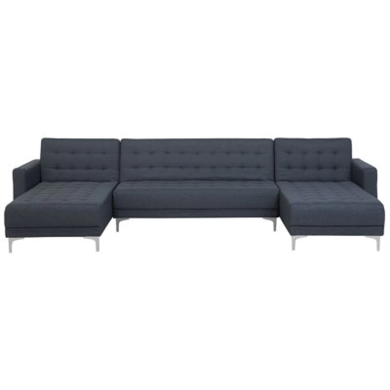 Image of Beliani Modular U-Shape Sofa Bed 5 Seater Aberdeen Fabric Dark Grey