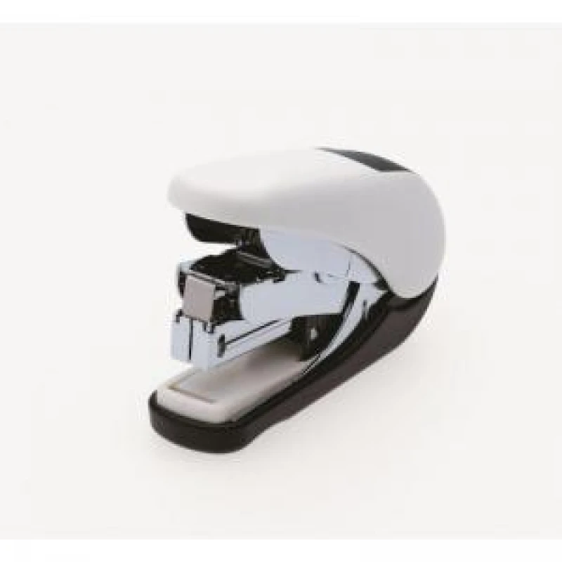 Image of Plus by Pentel Plus By Pentel Mini Stapler ST-010V Flat Clinch Power Assist Mechanism Top Loading 25 Sheet Capacity White/Black 30592 30592