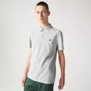 Image of Mens Lacoste Regular Fit Stretch Organic Cotton Polo Size 4 - M Grey Chine
