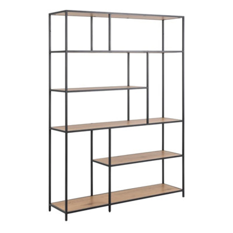 Image of Furniture To Go Seaford Bookcase With 5 Shelves In Black And Oak