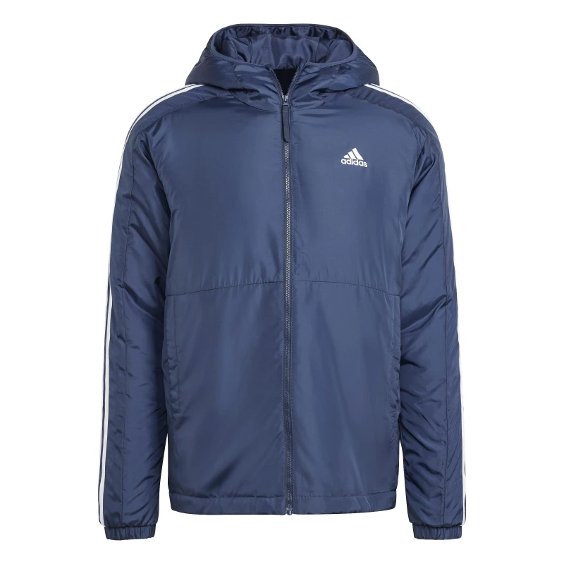 Image of adidas 3 Stripe Essential Hooded Jacket Mens - Blue Blue S