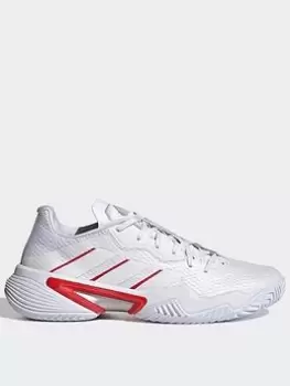 Image of adidas Barricade Tennis Shoes, White/Silver, Size 8, Women