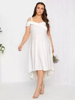 Image of Yours High Low Bardot Dress - White, Size 22, Women