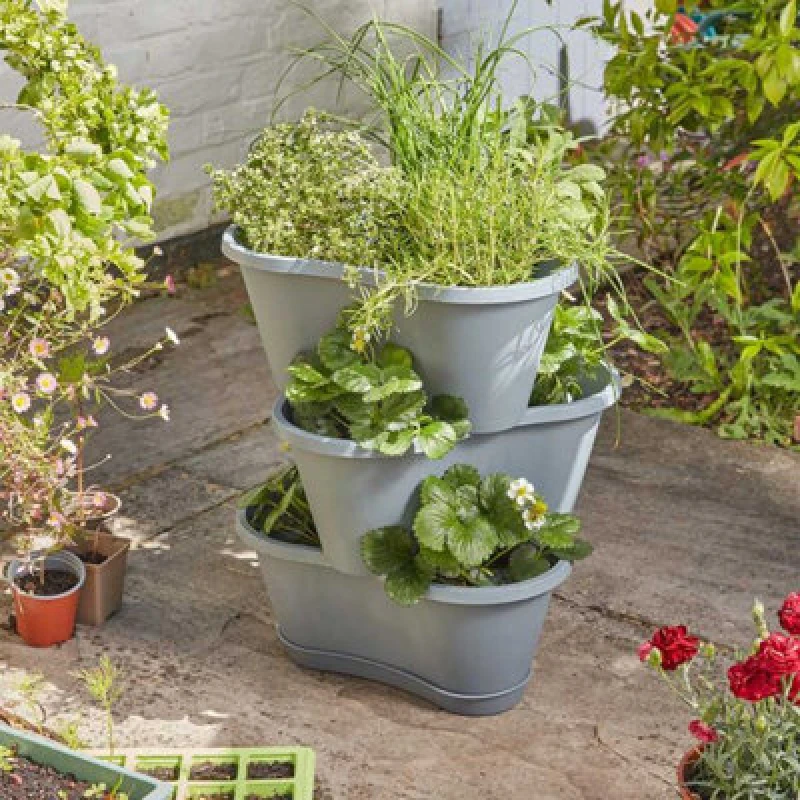 Image of Smart Garden 67 X 40Cm 4 Stackable Planters - Slate