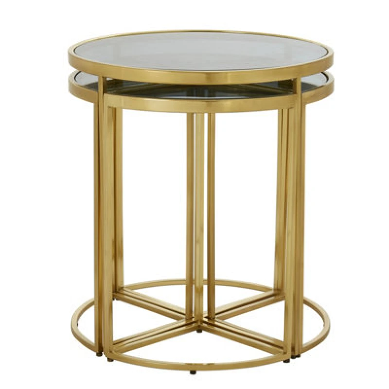 Image of Premier Housewares Versatile Design Nesting Tables, Elegant Round Top Nesting Tables, Sturdy And Durable Modern Nesting Table Gold
