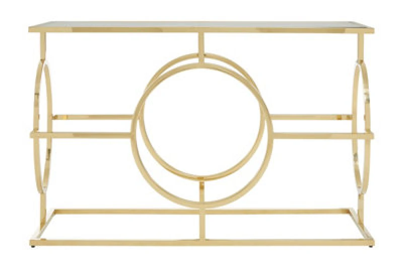 Image of Premier Housewares Elegant Metallic Console Table, Luxe Gold Finish Decorative Table, Modern Spacious Storage Table For Kitchen Gold