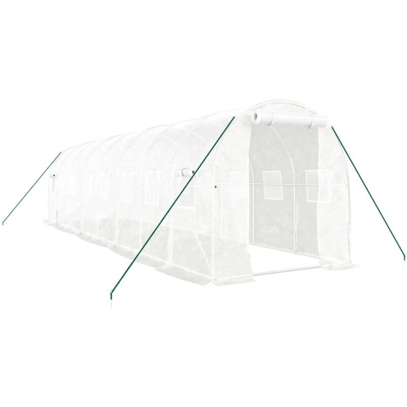 Image of vidaXL Greenhouse with Steel Frame White 16 m 8x2x2 m, White 3188030