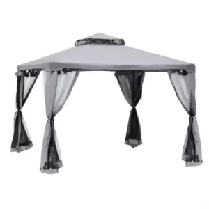 Image of Outsunny - 3 x 3m Gazebo Garden Outdoor 2-Tier Roof Marquee Party Tent Grey