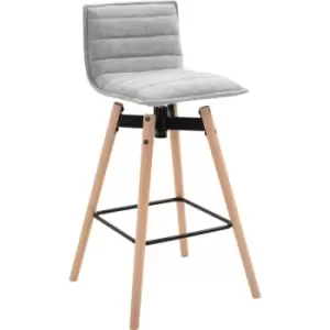 Image of Homcom - Modern Home Barstool w/ Padded Armless Swivel Chair Wood Frame Grey