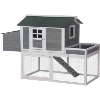Image of Pawhut - 160cm Chicken Coop Wooden Poultry Hen Hutch House Nesting Cage w/ Planter