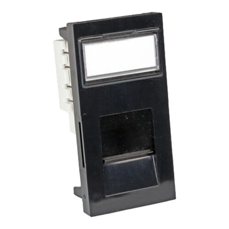 Image of Cablenet Cablenet Cat6 UTP Shuttered Low Profile Flat Module 25mm x 50mm Black 72-3694