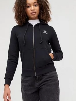 Image of Converse Embroidered Fleece Full Zip Hoodie - Black