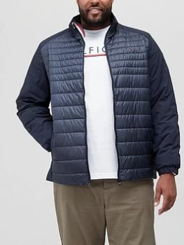 Image of Tommy Hilfiger Big & Tall Tech Mix Med Stand Collar Padded Jacket - Desert Sky, Desert Sky, Size 4XL, Men
