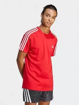 Image of adidas 3 Stripe Short Sleeve T-Shirt - Red, Size XS, Men