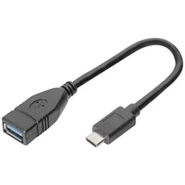Image of Digitus Digitus USB cable USB-C plug, USB-A socket 0.15 m Black DB-300315-001-S DB-300315-001-S