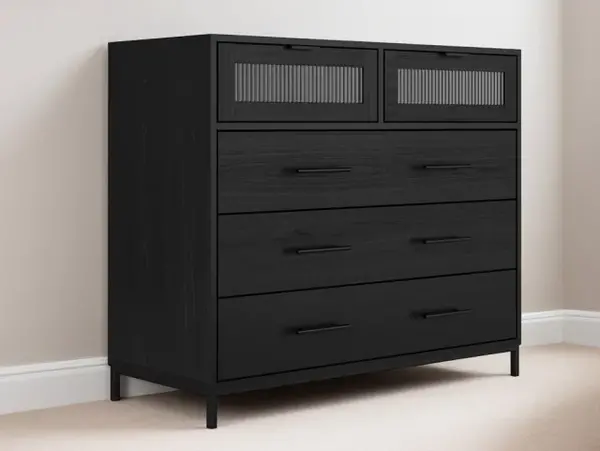 Image of LPD Edison Black Wood Effect 32 Drawer Chest of Drawers