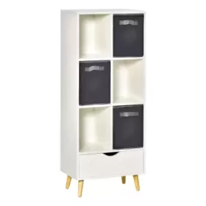 Image of Homcom Tall Bookcase With Storage Shelves And Drawer White