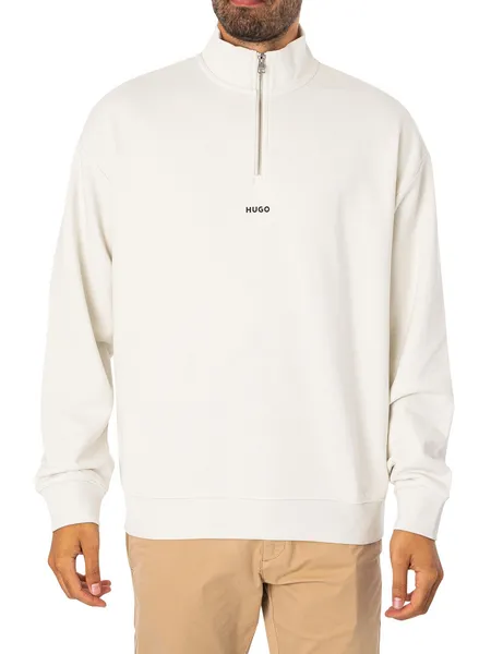 Image of HUGO Durty244 1/4 Zip Sweatshirt Natural M
