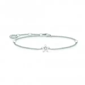 Image of Charming Sterling Silver Enamel Zirconia White Star Bracelet A2136-041-14-L19V