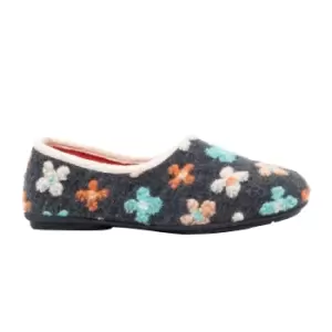 Image of Sleepers Womens/Ladies Gracie Floral Knitted Slipper (7 UK) (Grey)