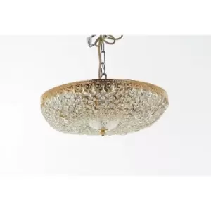Image of Impex Hanover Semi-flush Strass Gold Ceiling Light