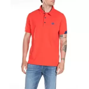 Image of Replay Embroidered Logo Polo Shirt Mens - Red