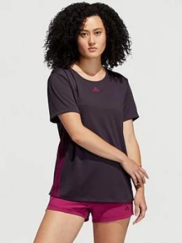 Image of Adidas 3 Stripe Training T-Shirt - Purple