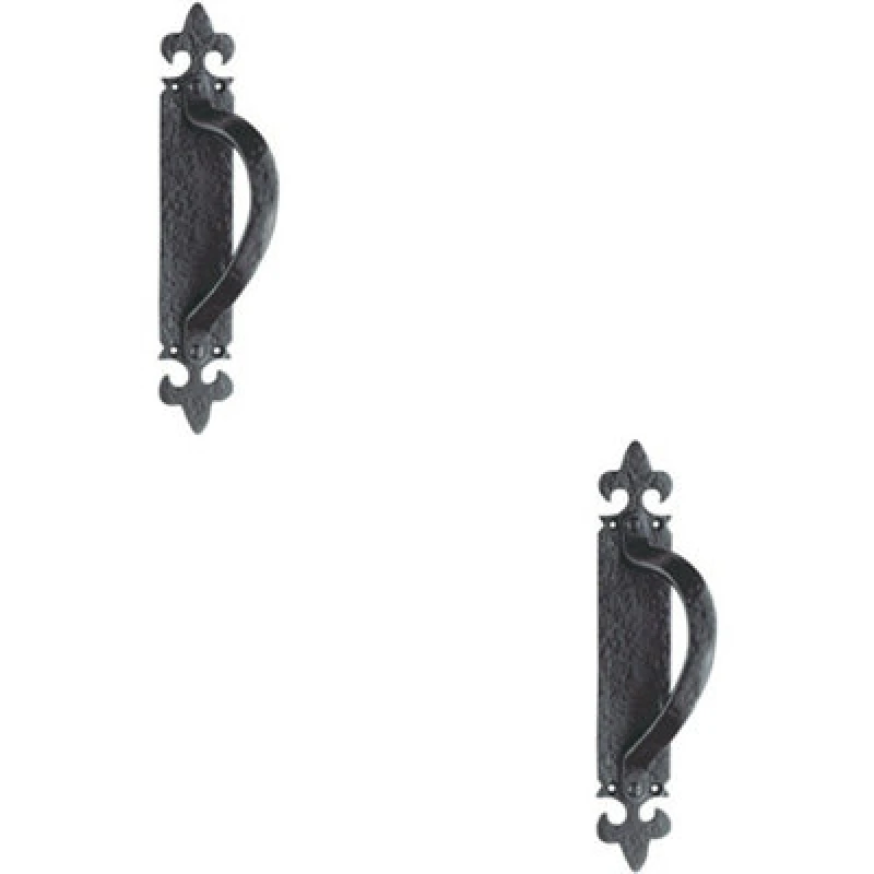 Image of Loops 2x Offset Traditional Forged Pull Handle 263.5 x 67mm Black Antique Left Hand Black unisex