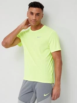 Image of Nike Run Dry Fit Miler T-Shirt - Yellow, Yellow Size M Men