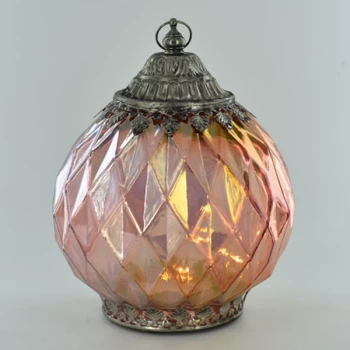 Image of LED Lantern Pink Iridescent H20cm