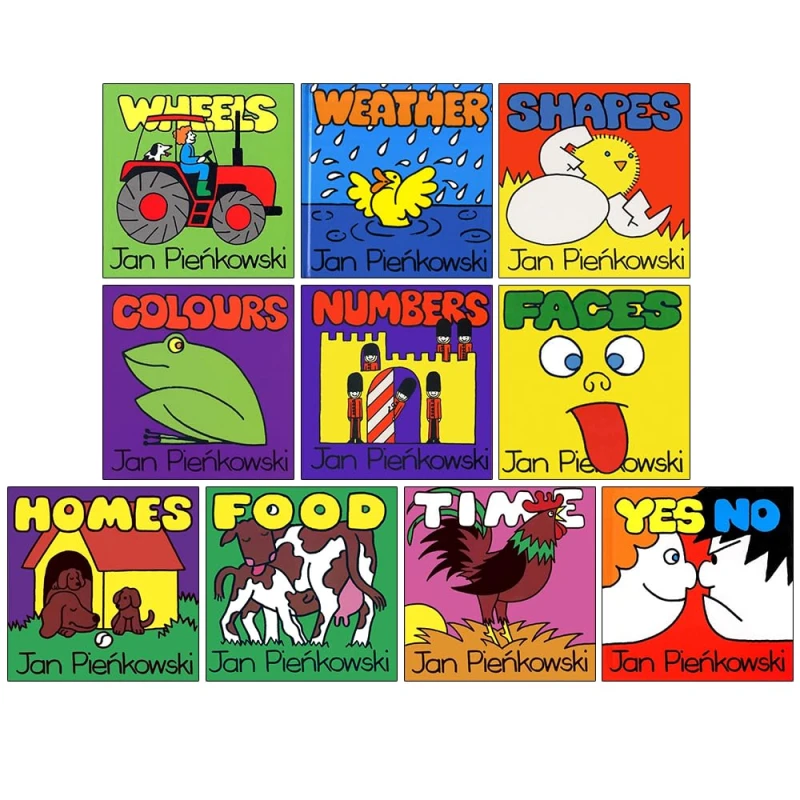 Image of Jan Pienkowski 10 Books Children Collection Set (Wheels, Weather, Shapes, Colours, Faces) Jan Pienkowski Books