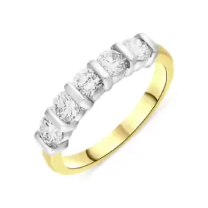 Image of 18ct Yellow Gold 1.02ct Diamond Bar Set Five Stone Half Eternity Ring