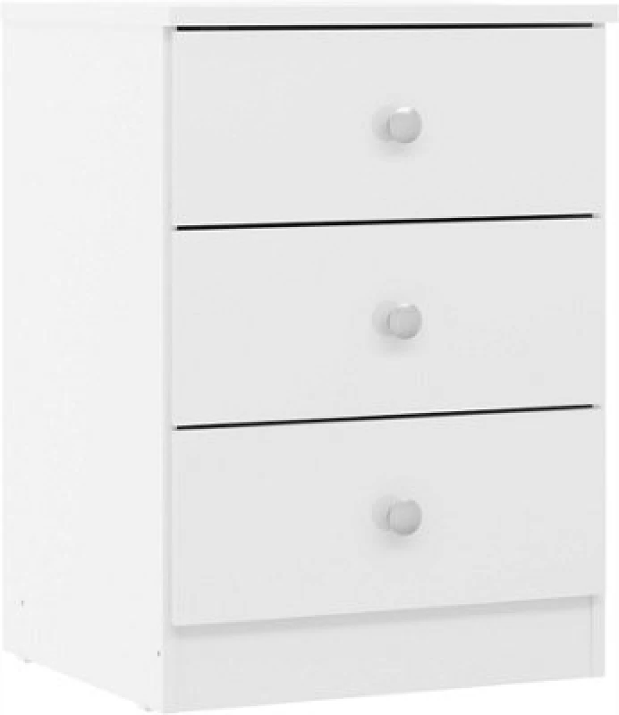 Image of Denver White Gloss 3 Drawer Bedside Table Cabinet Nightstand Bedroom Storage