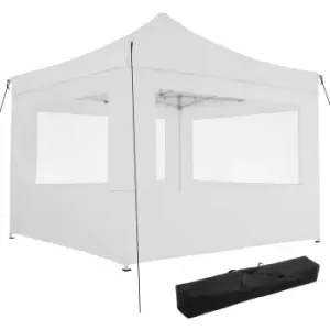 Image of Gazebo collapsible 3x3 m with 4 Sides - Olivia - garden gazebo, gazebo with sides, camping gazebo - white - white