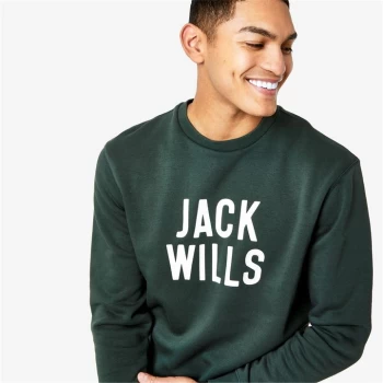 Image of Jack Wills Walker Graphic Logo Sweatshirt - Dark Green