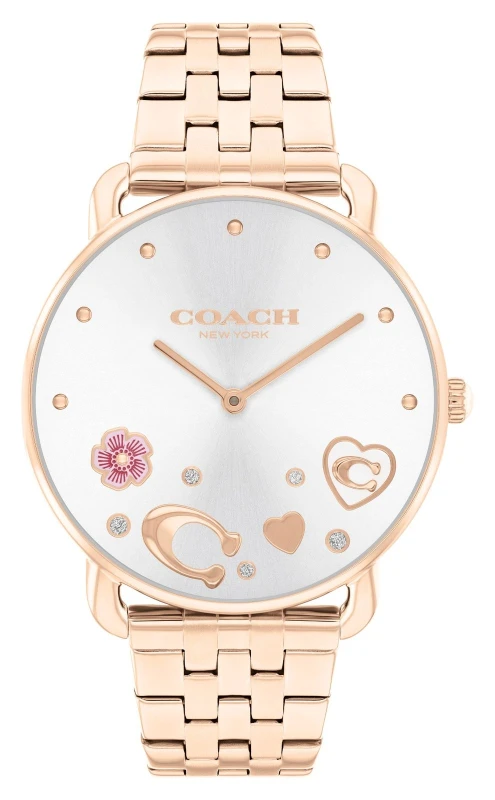 Image of Coach 14504285 Womens Elliot Silver Dial / Rose Gold-Tone Watch