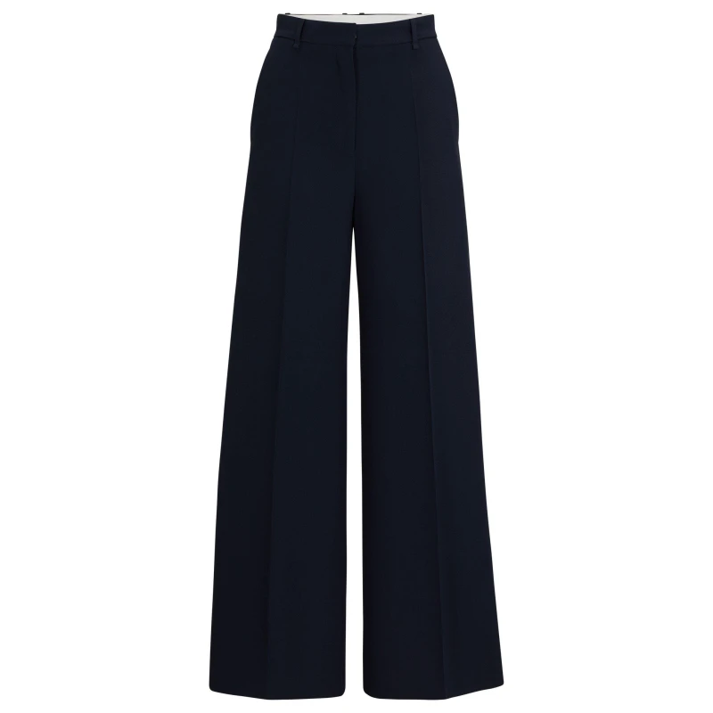 Image of Boss Womens Tikela Straight Leg Trousers, Straight Leg Design Dark Blue female 8 (S)