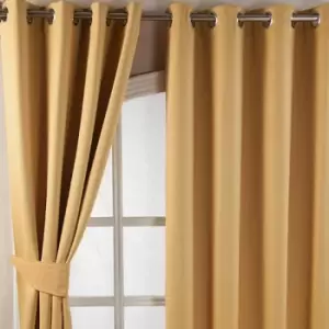 Image of Homecapes Yellow Herringbone Chevron Blackout Curtains Pair Eyelet Style, 90x72'